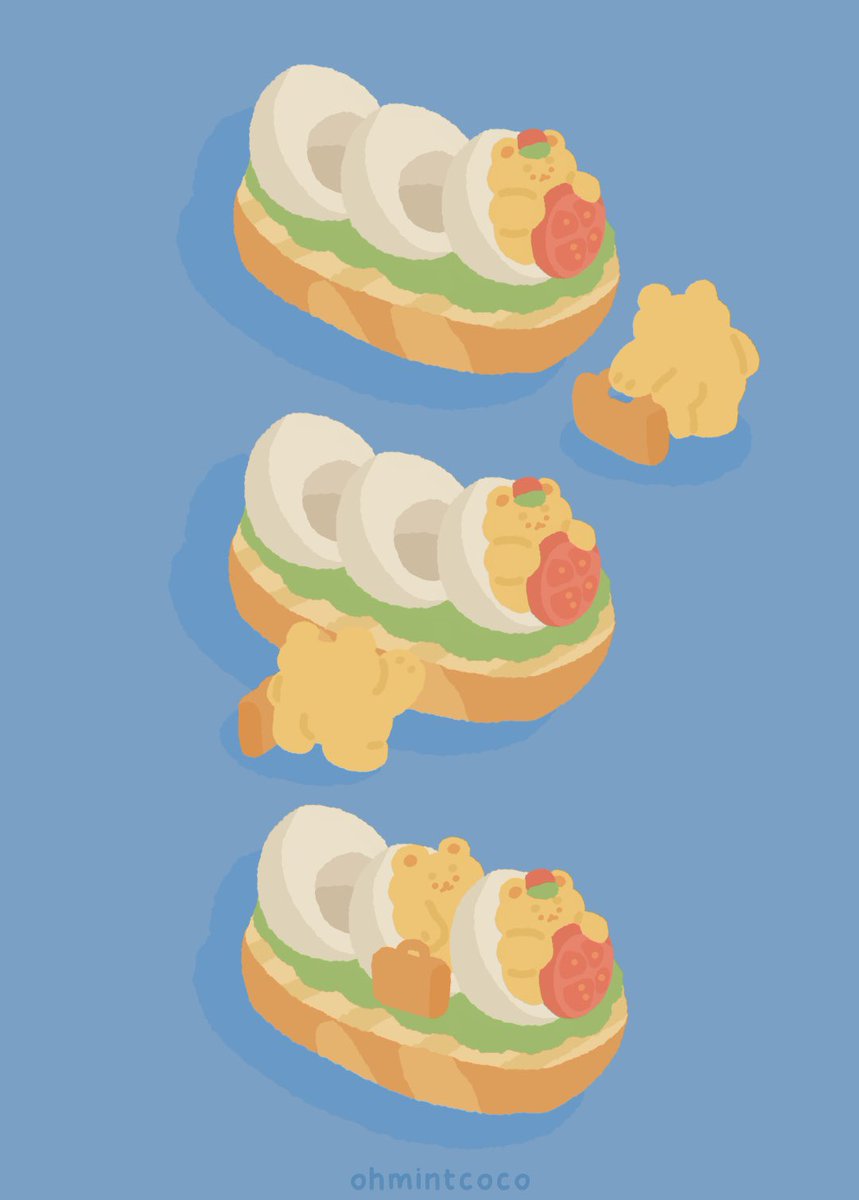 ohmintcoco's tweet photo. just some random food art🥟🍚🍳🍞 https://t.co/5MkmUsuArD