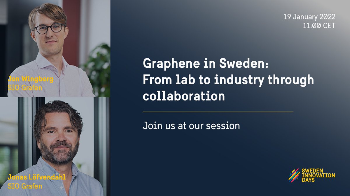 #SwedenInnovationDays takes places tomorrow, CET 11.00-11.55! 📆 @SIOGrafen will showcase the growing Swedish eco-system surrounding #graphene @expo2022dubai Swedish digital scene 🇸🇪 Register for FREE at https://t.co/RguhFgrmzT https://t.co/23iT6bQiHf