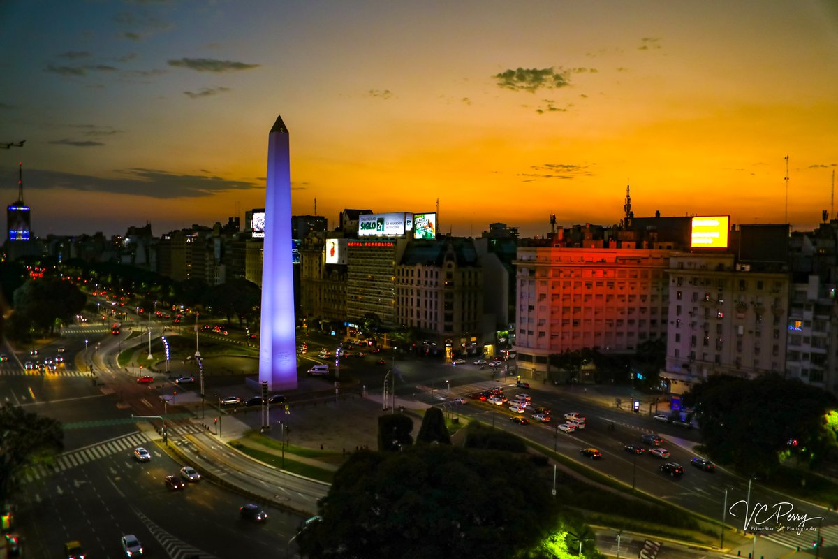 Obelisco Glowing Sunset View ~ Buenos Aires, Argentina “Photography is the art of making memories tangible.” – Destin Sparks Make It A Great Day! #photography #travel #streetphotography #architecturephotography