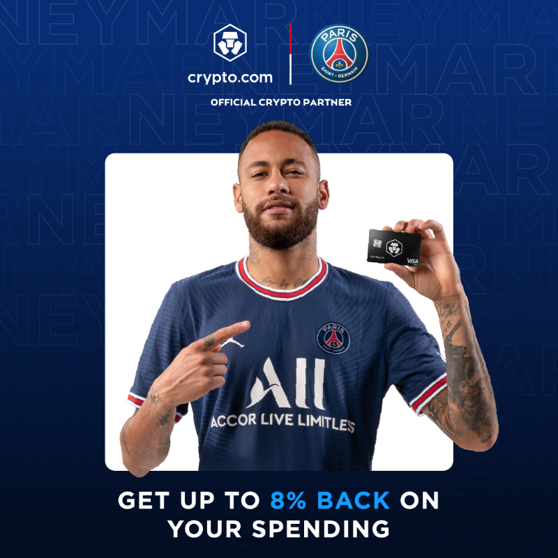 cryptocom's tweet photo. ⭐ Paris Saint-Germain's First Official Cryptocurrency Platform Partner.
🚀 Official crypto partner! 
💰 Get up to 8% back on your spending!
📱 Get your  https://t.co/0EHhMEL1QU  visa card now!