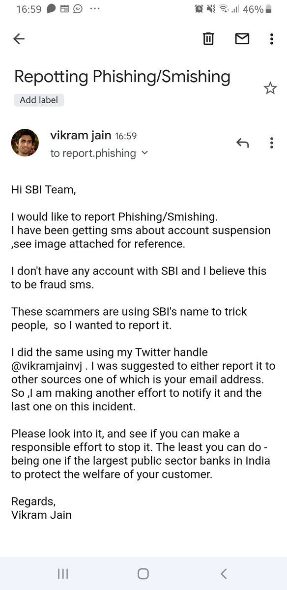 realvikramjain's tweet photo. @TheOfficialSBI Reported https://t.co/tcOyVQYZGG