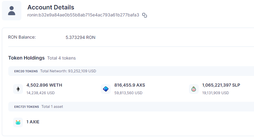christian79587's tweet photo. Our Guild got hacked and luckily only three scholar did not received payout but got compensation.

I tracked the hackers tracke to this account: ronin:b32e9a84ae0b55b8ab715e4ac793a61b277bafa3

You can never be too careful! Please share!
@Jihoz_Axie 
@AxieInfinity 
@cagyjan1 https://t.co/pjsqzyS4R8