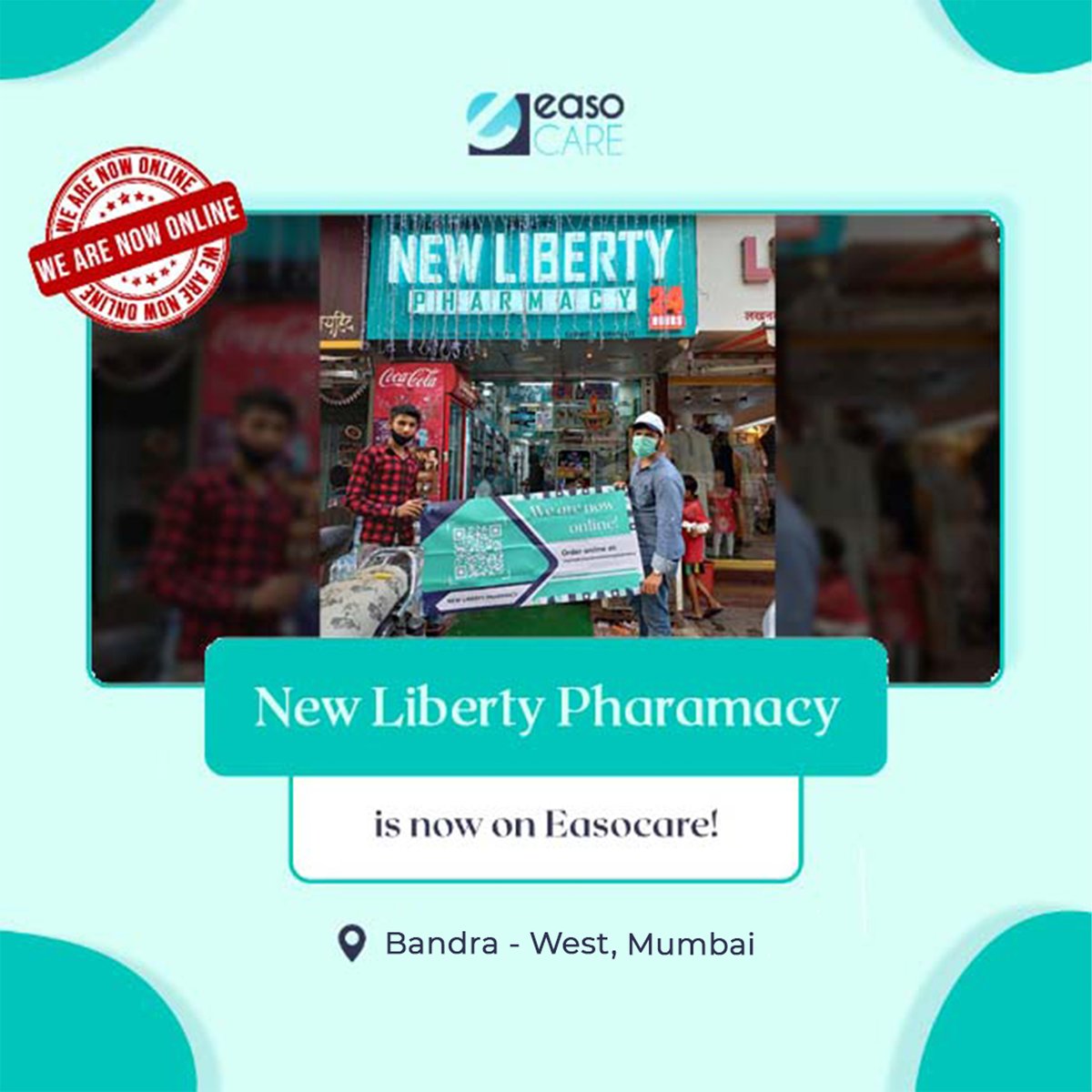 easocare's tweet photo. 🚀 New Liberty Pharmacy is now online!

Powered by Easocare, New Liberty Pharmacy is now ready to accept orders online in and around Bandra-West, Mumbai 📍

🔗 Store Link: https://t.co/PW7tnuEWaB https://t.co/ZlKnayqE7U