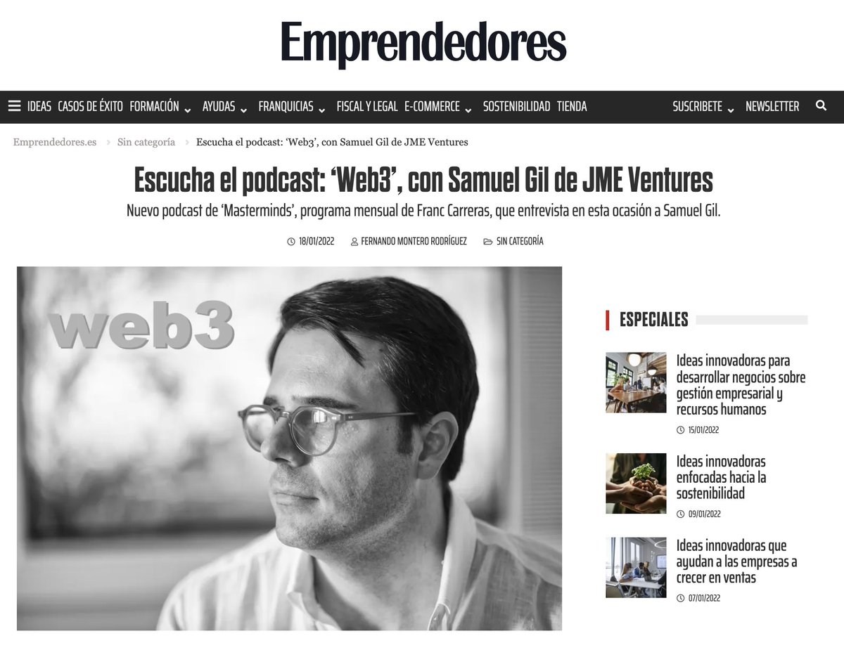 franccarreras's tweet photo. Esta semana estrenamos la 6ª temporada del #Mastermindspodcast de @emprendedores hablando de #web3 con @samuelgil. Imposible resumir en 1 tuit. Escucha la conversación entera aquí 👉 https://t.co/MQ0mwAYcp3 https://t.co/NyXMhwsf4Y