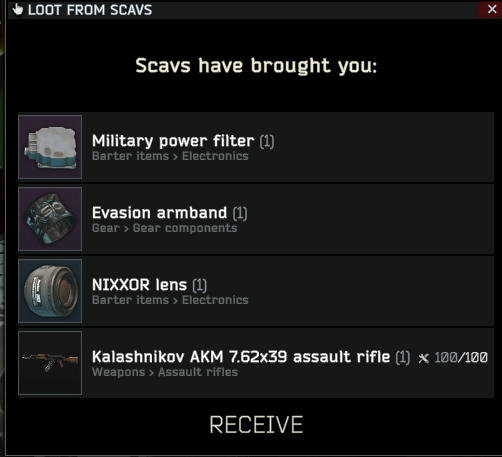 J'adore ma scav case post télétravail... 

Un petit brassard Evasion, dernier item pour la kappa !

Manque quelques quetes, et le farm XP... #EscapeFromTarkov me voilà plus motivé que jamais :) !