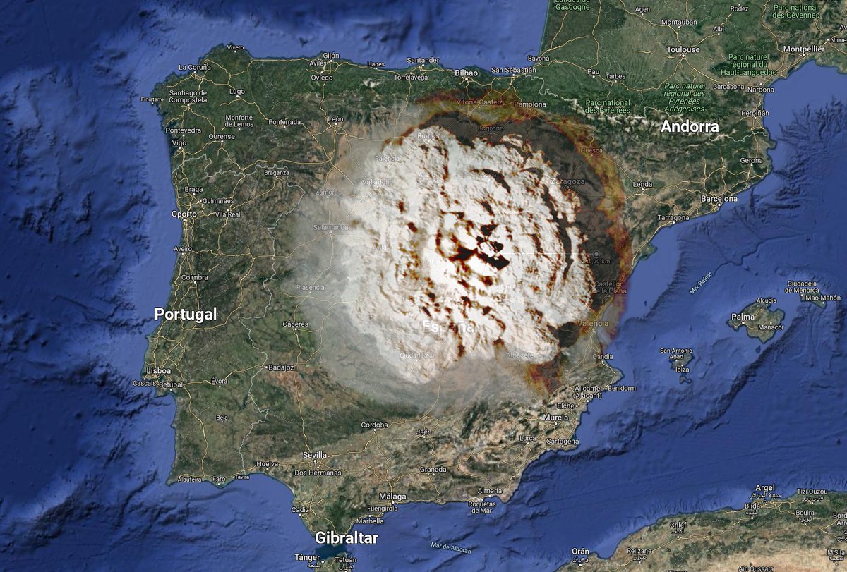 Como no estoy del todo seguro que se comprenda la magnitud de la explosión del volcán Hunga Tonga-Hunga Ha'apai, he superpuesto la pluma de la misma tomando como centro mi casa en Guadalajara... 🙄

240 km de radio, según datos del Gobierno de Tonga: facebook.com/tongageologica…