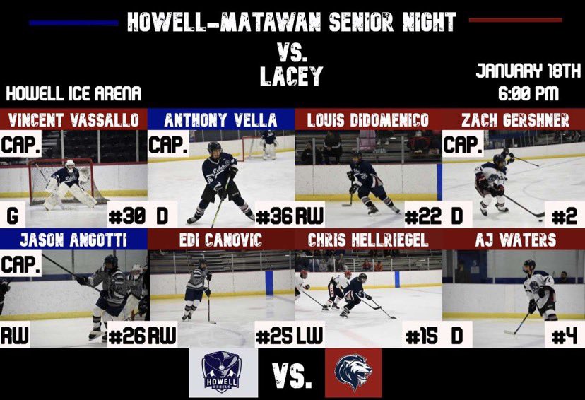 SENIOR NIGHT! Be there 5:45 and cheer on class of 22’ 🎓Howell ice arena