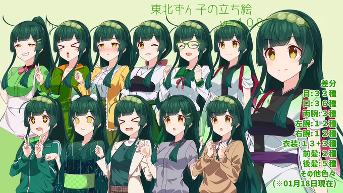 きりたんからかなりお待たせしてしまいましたがずんちゃんの立ち絵完成で東北三姉妹が揃いました、是非一緒に使ってあげてください。 #東北ずん子 https://t.co/yvl6YNRUhO 