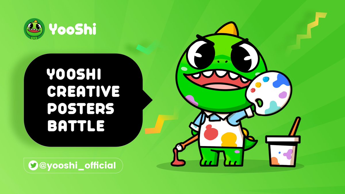 📣Creative Poster for #YOOSHI 

Make a creative poster to show the best feature of YooShi in your heart.🖼

❤️Follow us &amp; RT &amp; Like
🦖10 most creative posters will be rewards with $20 $YOOSHI each

⏰Jan.18th - Jan.23rd