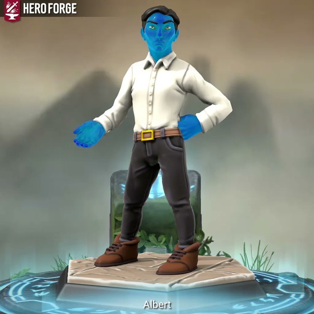 This is Albert. He’s from the same world as Jackie, in my last post. He’s clever and shy, often overlooked by a world that values strength and power 
#writing #characterdesign #writers #heroforge #heroforgeminis