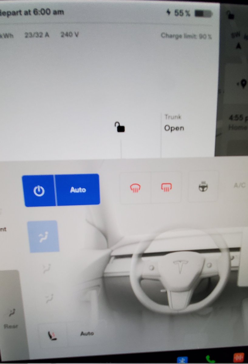Tesla876's tweet photo. @DriveTeslaca Happy to report heat is now nice! 
@elonmusk if only I could defrost and warm my feet at the same time 🤔😎 https://t.co/0aorZFvR45