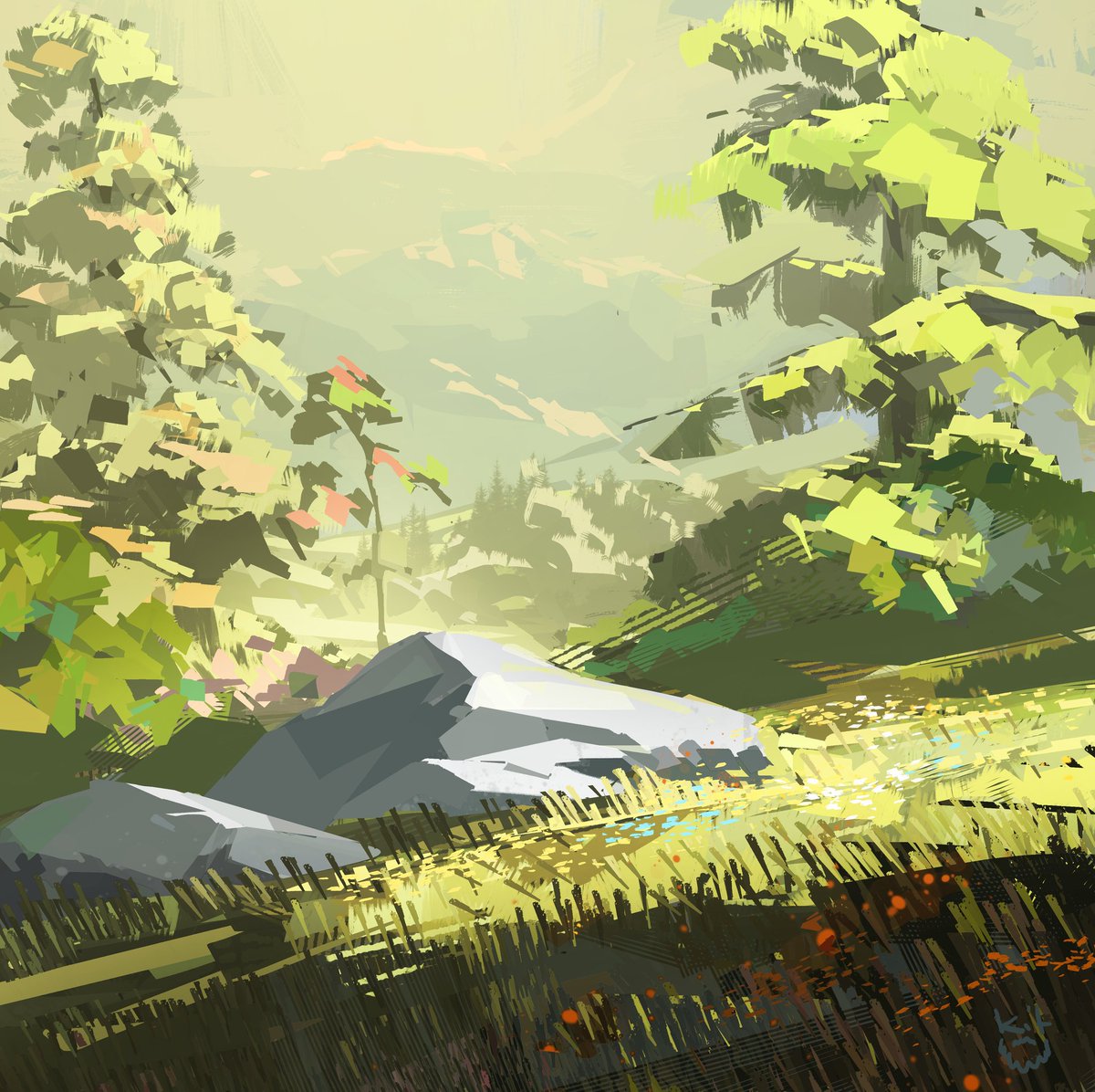 Close tone study and greens #conceptart #colourstudy