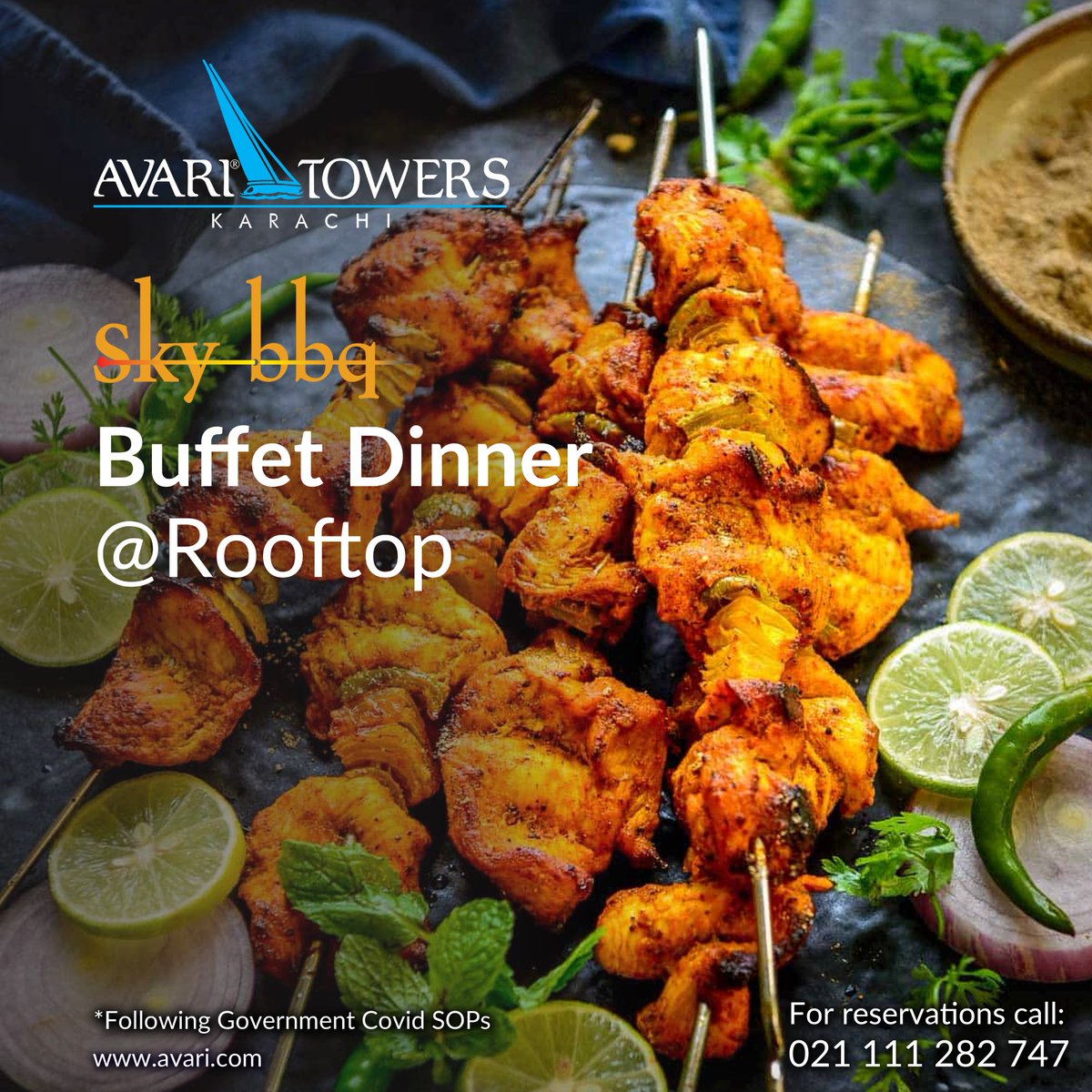 AvariTowers1986's tweet photo. Sky BBQ's exquisite Traditional Dinner Buffet will fulfill your BBQ food cravings. ๐๐ฅ
#AvariTowersKHI #AvariHotels #SkyBBQ #TraditionalCuisine #Rooftop #BuffetDinner #Desi #Foodlove https://t.co/an0cfhQNC7