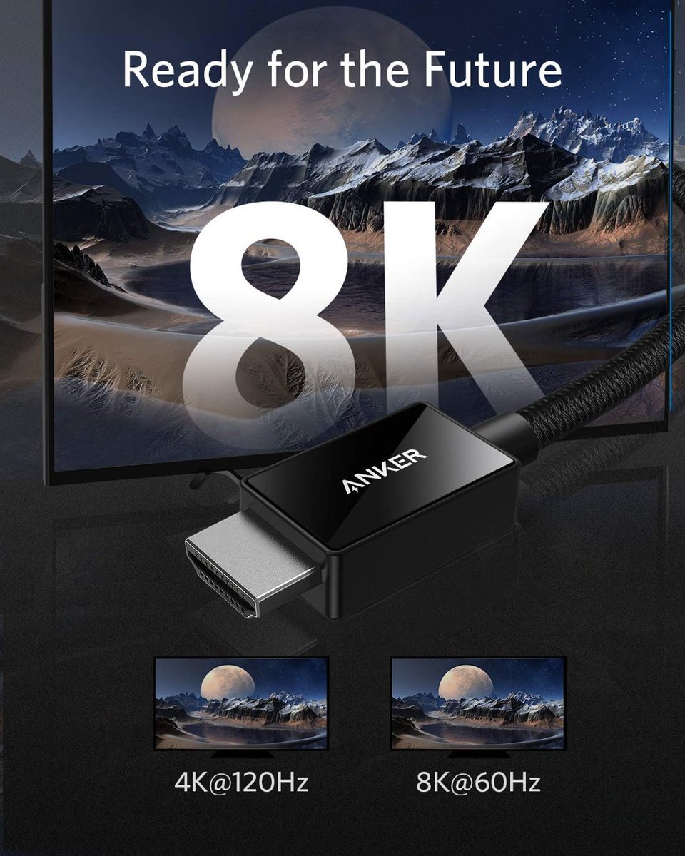 ZaraCrypt0's tweet photo. Anker HDMI 2.1 Cable 
PS5 Compatible HDMI 2.1 
8K 4K 1080p 720p $24.99 
Anker https://t.co/PuteLsdb6h 
Amazon https://t.co/r8wm8JD0s4 
Amazon UK https://t.co/BiDLRRRFin #ad https://t.co/S7wBdkDjFH