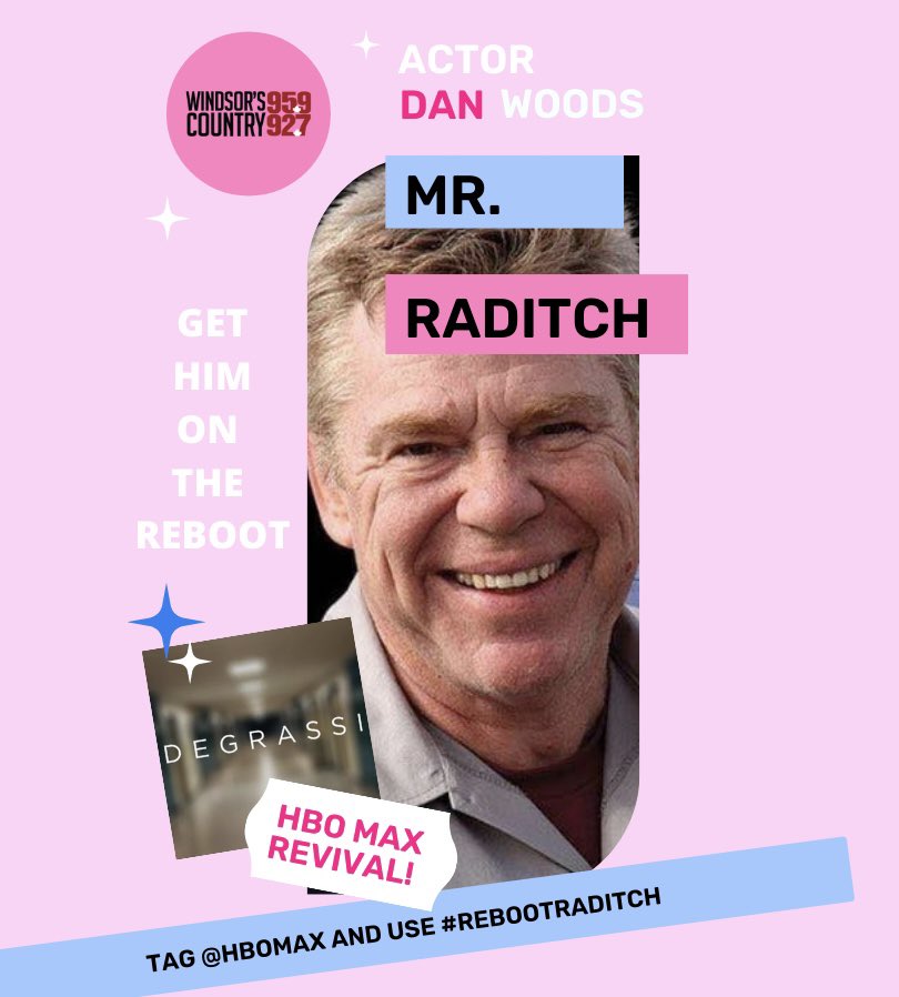 I’m staring a movement for my friend DAN WOODS! 
He has to be on the #Degrassi reboot! #Retweet and tag <a href="/hbomax/">HBO Max</a> and tell them to give him a small role! 

#RebootRaditch