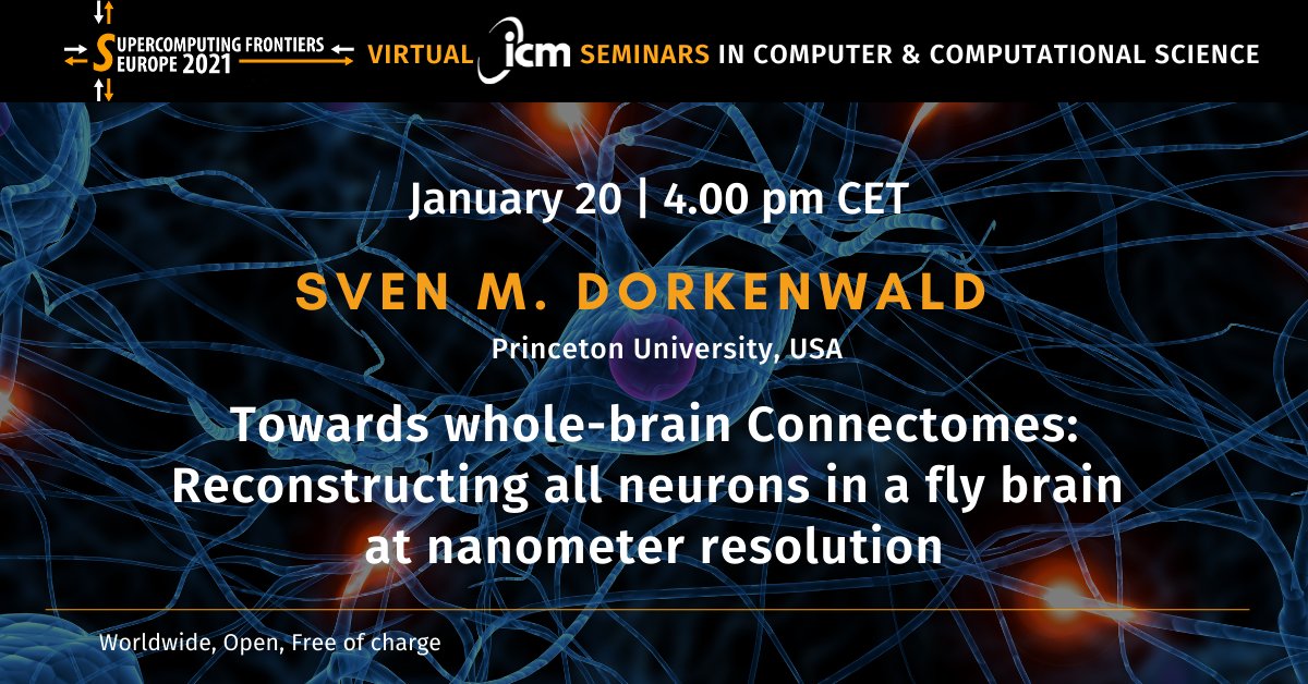 Supercomputing Frontiers Europe 💙💛 (@scfe_conference) on Twitter photo A human-#AI collaboration to map the fly connectome! 🪰🧠
Sounds interesting? Find out more THIS Thursday at 4pm CET. Register 4 FREE👇
supercomputingfrontiers.eu/2022/seminars/
<a href="/scwmagazine/">scwmagazine</a> @dan_marinazzo <a href="/NeuroImage_EiC/">NeuroImage</a> <a href="/hpcnotes/">Andrew Jones</a> #OpenScience #neuroscience <a href="/Dr_Alex_Crimi/">Alessandro Crimi 🧠🧬🔬🩺( @alecrimi.bsky.social )</a> <a href="/SanoScience/">Sano Centre for Computational Medicine</a> <a href="/sdorkenw/">Sven Dorkenwald</a> A human-#AI collaboration to map the fly connectome! 🪰🧠
Sounds interesting? Find out more THIS Thursday at 4pm CET. Register 4 FREE👇
supercomputingfrontiers.eu/2022/seminars/
<a href="/scwmagazine/">scwmagazine</a> @dan_marinazzo <a href="/NeuroImage_EiC/">NeuroImage</a> <a href="/hpcnotes/">Andrew Jones</a> #OpenScience #neuroscience <a href="/Dr_Alex_Crimi/">Alessandro Crimi 🧠🧬🔬🩺( @alecrimi.bsky.social )</a> <a href="/SanoScience/">Sano Centre for Computational Medicine</a> <a href="/sdorkenw/">Sven Dorkenwald</a>