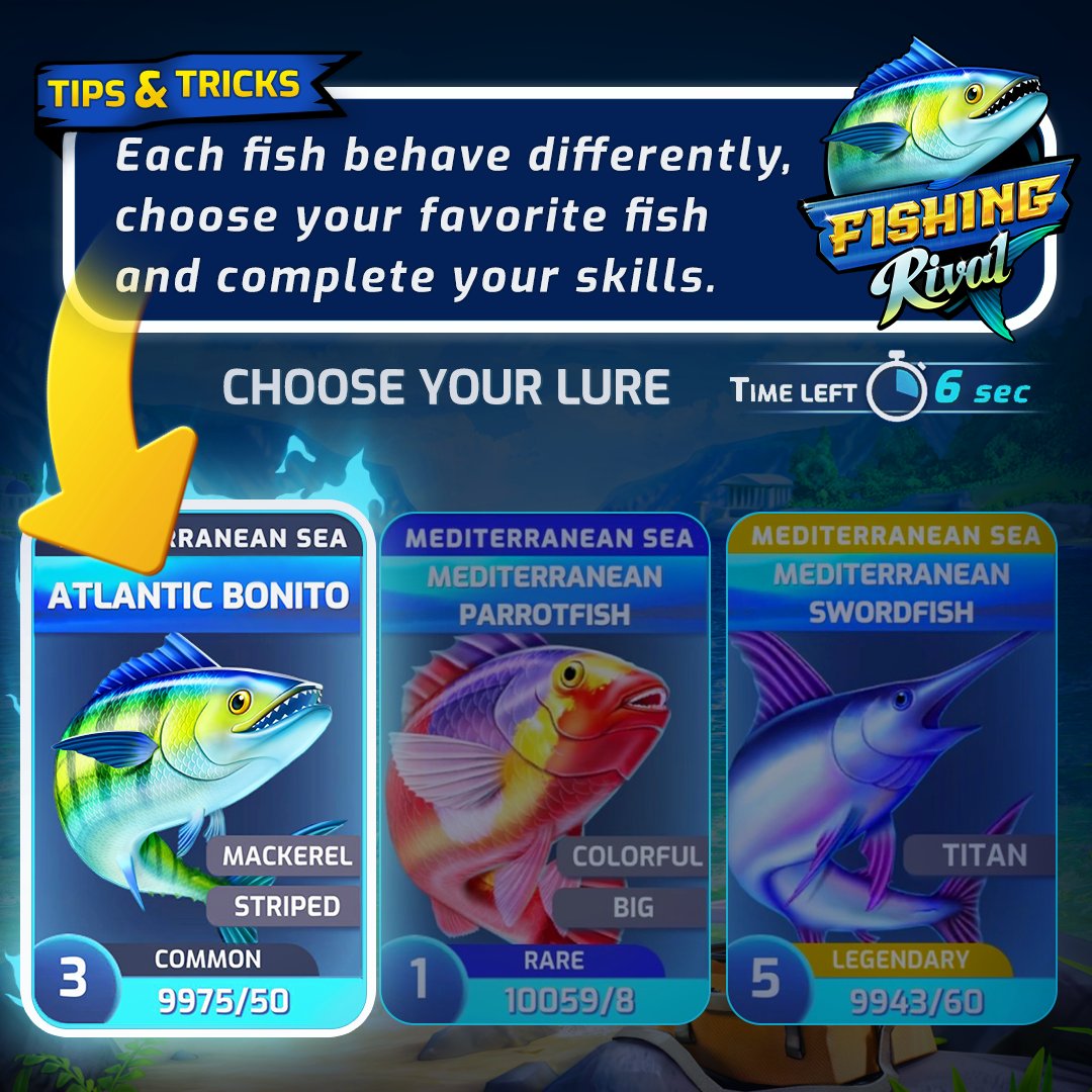 fishing_rival's tweet photo. 🦈 Tips &amp; Tricks: "Each fish behave differently, choose your favorite fish and complete your skills"

#FishingTips #Fishing #FishContent #Simulation https://t.co/s2NBU3wQlK