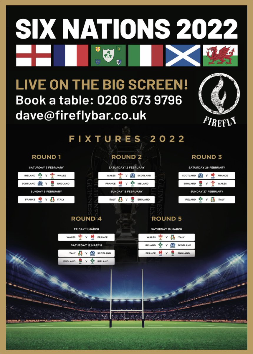 #6nations #rugby coming soon to Firefly.  4 bugs screens, book now