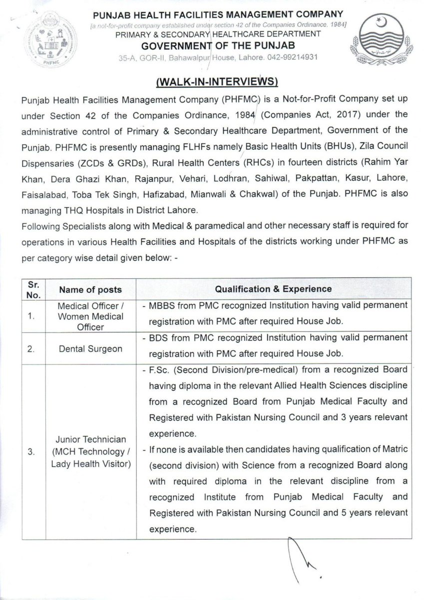 PhfmcHealth's tweet photo. Advertisement for walk-in-interview https://t.co/cK7XbxSXV8