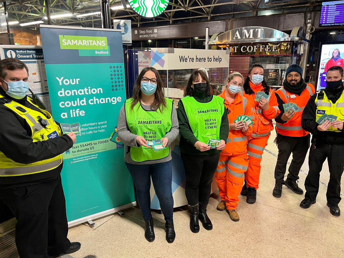 Patroller Teams Quebec and Sierra supporting <a href="/samaritans/">Samaritans</a>  #BrewMonday campaign and engaging with the public at local stations Bedford and Stevenage

#brewmonday #smalltalksaveslives #vitalpatrollers