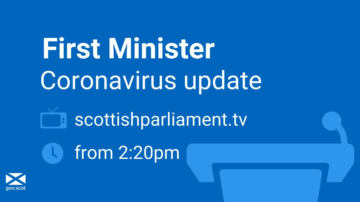 Scottish Government (@scotgov) on Twitter photo Today First Minister <a href="/NicolaSturgeon/">Nicola Sturgeon</a> will give an update to <a href="/ScotParl/">Scottish Parliament</a> on #coronavirus.
Watch live ➡ scottishparliament.tv from 2:20pm Today First Minister <a href="/NicolaSturgeon/">Nicola Sturgeon</a> will give an update to <a href="/ScotParl/">Scottish Parliament</a> on #coronavirus.
Watch live ➡ scottishparliament.tv from 2:20pm