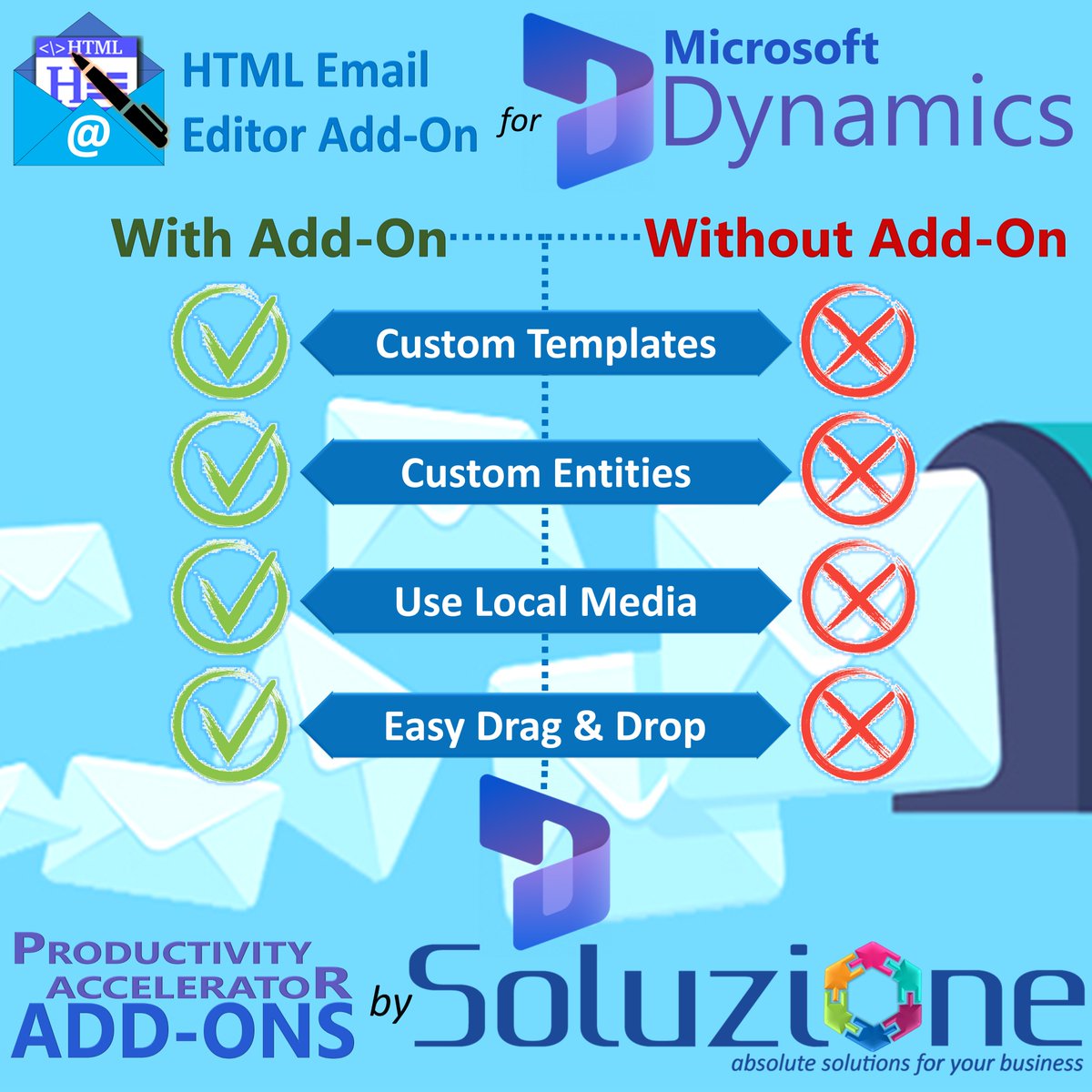 soluzioneit's tweet photo. The intuitive drag and Drop HTML Email Editor Add-On helps to create & design feature-rich responsive email templates.
To know more visit: https://t.co/egxST3CbJ4
Write to us at: SOLZ@SOLZIT.COM
#DynamicsEditor #D365AddOn #Soluzione #HTMLEmailEditor #emailtemplate #html #design https://t.co/eom2naI7Zp