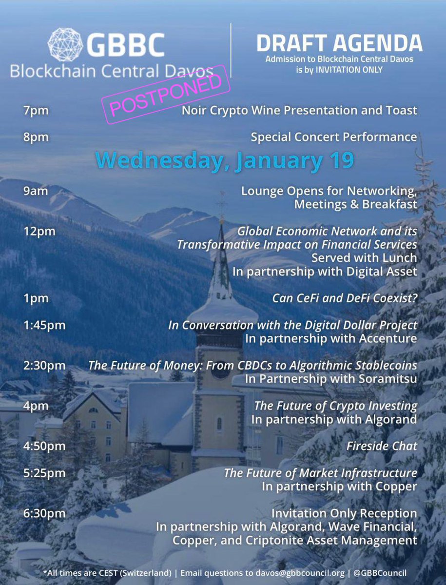 drinknoir's tweet photo. We wish we could be sharing NOIR with you at #Davos on this Full Moon, but that tasting is postponed til the Spring🥂

Today, watch Makoto Takemiya, CEO of Soramitsu, discuss The Future of Money: From CBDCs to Algorithmic Stablecoins at 16:45 CET

https://t.co/gqB6v4sc1D

#SORA https://t.co/FdQ0cYKG0r