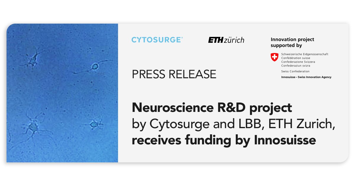 cytosurge's tweet photo. Great start into 2022! Together with LBB @ETH_en we have been awarded a project grant by @Innosuisse to address the understanding of diseases by automating the creation and handling of single- and multi- #cellular biological models in #neuroscience.
https://t.co/qquxdFcFyY https://t.co/iDjRABlI1h