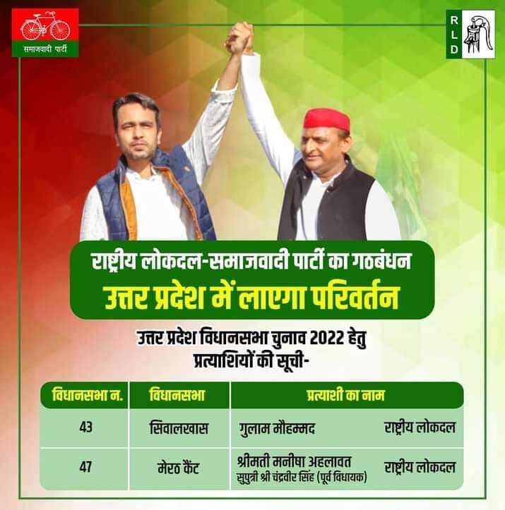 RldBrigade's tweet photo. "राष्ट्रीय लोकदल-समाजवादी पार्टी का गठबंधन उत्तर प्रदेश में लाएगा परिवर्तन"...
उत्तर प्रदेश विधानसभा चुनाव 2022 हेतु प्रत्याशियों की सूची-
#UPElections2022 #मिशन_2022
@jayantrld https://t.co/CQTLziGYr1