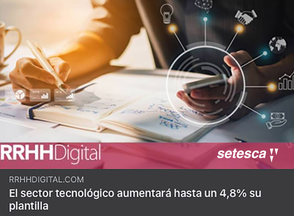 Setesca's tweet image. RRHHDigital se hace eco del informe elaborado por SETESCA sobre &quot;Presupuestos IT 2021 y estimación para 2022&quot;.

Este informe prevé que las compañías españolas hagan una inversión un 12% superior a este 2021 y que, además, el gasto aumente un 9%. 

ow.ly/uvMt50HwNKn