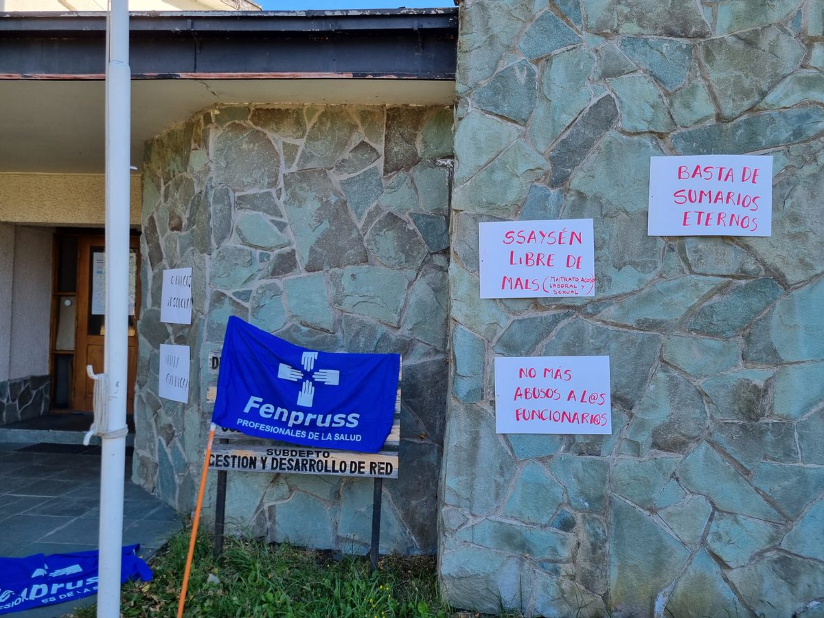 Mantenemos acciones de movilización y alerta por denuncias realizadas por nuestro gremio contra el <a href="/SaludAysen/">SaludAysen</a>  por las malas prácticas laborales en RRHH relacionadas a situaciones de malos tratos hacía trabajadores y trabajadoras de SDGP
<a href="/Fenpruss/">Confederación Fenpruss</a> 
<a href="/ministeriosalud/">Ministerio de Salud</a>