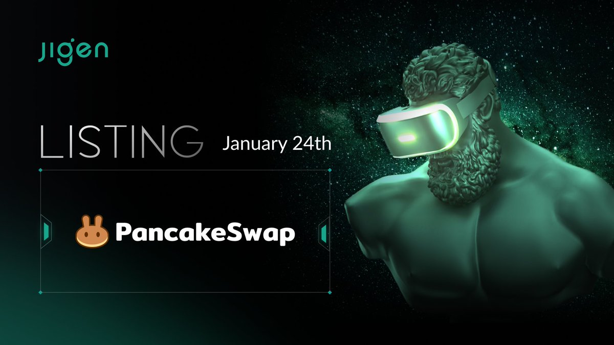 Jigen (@jigenlabs) on Twitter photo 🚨 LISTING ALERT 🚨
We are glad to announce that JIGEN Token - $JIG will be listed on <a href="/PancakeSwap/">PancakeSwap</a> 👏🚀🎊
📅 Date: 24th Jan, 2022
⏰ Time: 2 PM UTC
#JIGEN #PancakeSwap #Listing #BSC #IDO #NFTs #Metaverse #CryptoNews #CryptoTwitter 🚨 LISTING ALERT 🚨
We are glad to announce that JIGEN Token - $JIG will be listed on <a href="/PancakeSwap/">PancakeSwap</a> 👏🚀🎊
📅 Date: 24th Jan, 2022
⏰ Time: 2 PM UTC
#JIGEN #PancakeSwap #Listing #BSC #IDO #NFTs #Metaverse #CryptoNews #CryptoTwitter