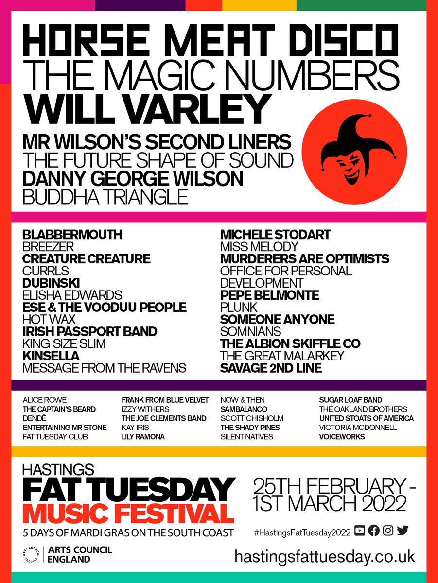 New design work for @Hastingsfattues who are announcing their FIRST FIFTY artists playing at Hastings Fat Tuesday Music Festival 2022.

 Tickets on sale now #HastingsFatTuesday2022
linktr.ee/hastingsfattue…