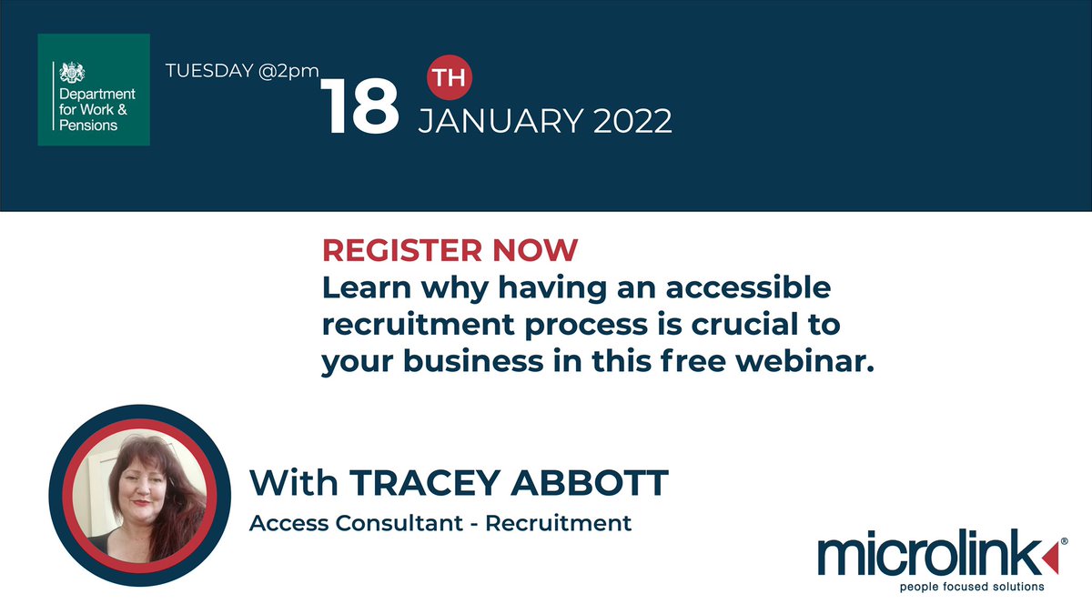 We would like to invite you to join our today webinar on why having an accessible recruitment process is crucial for businesses. 
And don’t forget, it’s free! Visit: us02web.zoom.us/webinar/regist…

#AccessibleRecruitment #Accessibility #Inclusion