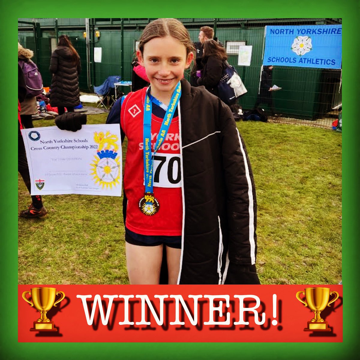 Meep Meep! Aimee is Read’s very own Roadrunner! Winner of North Yorks Schools’ Cross-Country Championships, A took the Yr7 group by storm. On a freezing day, A lead from 600m, to win, & competes in the next round + the National Champs. So proud! #running #champion #watchthisspace