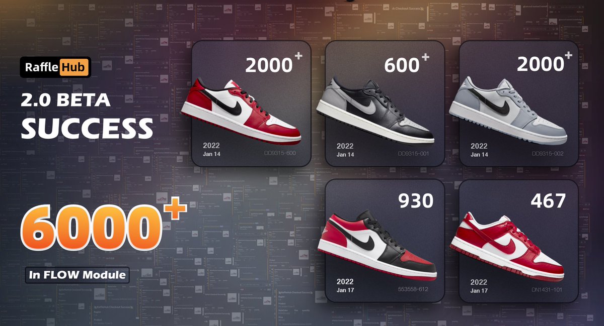 📅2.0 Half-week Recap

Around 50 active running users manage to hit 6000+pairs in just 3 days. Beta users have been destroying the past few drops whether high or low inventory 💸.

Can't wait to announce release day that's coming…