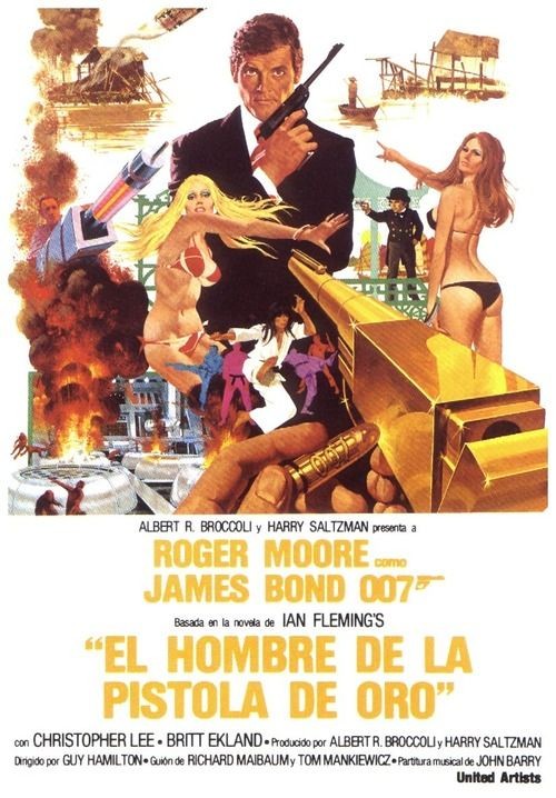 Spanish movie poster for #TheManWithTheGoldenGun (1974 - Dir. #GuyHamilton) #RogerMoore #ChristopherLee #BrittEkland
#JamesBond