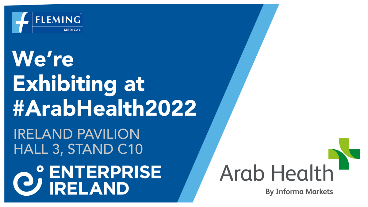 FlemingMedical's tweet photo. We are delighted to be attending #ArabHealth2022 in Dubai this month, taking place January 24–27. We'll be exhibiting at the Ireland Pavilion, Hall 3, Stand C10. Come and connect with us!

#ArabHealth #ArabHealth22 https://t.co/SAtpVFoYhy