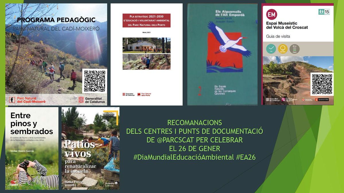 BibliotequesBeg's tweet photo. 🎓🌳Feliç #DiaMundialEducacióAmbiental

📌Activitats, plans estratègics, programes i recursos pedagògics de gestors i els serveis pedagògics de @parcscat

📚Recomanacions bibliogràfiques i lots de materials disponibles als centres de documentació
👉https://t.co/fW7ItqCum0
#BEGcat https://t.co/1vQjQeNvbt
