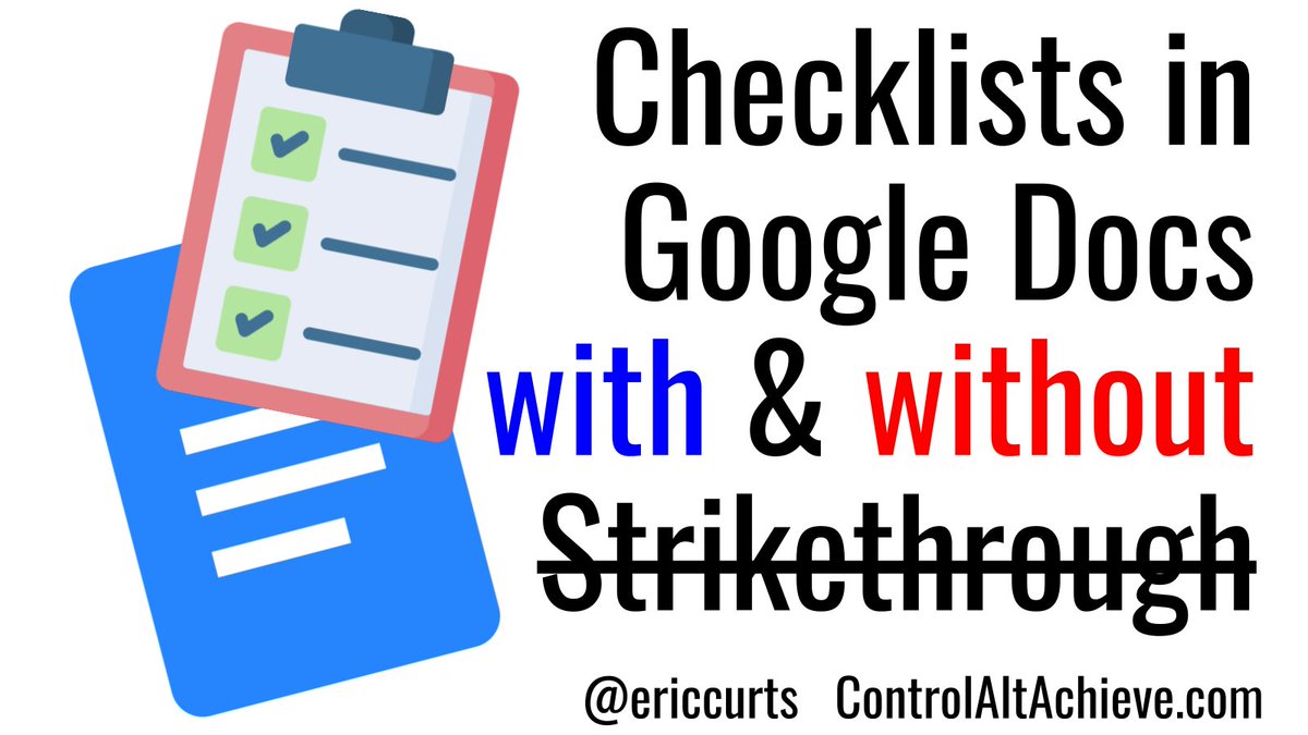 ericcurts's tweet image. ✅ Checklists in Google Docs with and without Strikethrough controlaltachieve.com/2022/01/docs-c…
See how to make interactive checklists in Docs &amp;amp; a trick for turning off the strikethrough
#edtech #ControlAltAchieve #GoogleEDU #TLAP #ETCoaches #TOSAchat @GoogleForEdu