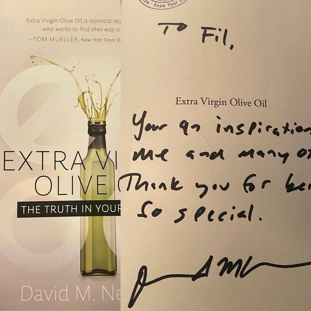 Honored to be included in <a href="/evooguy/">David Neuman</a> new book, “Extra Virgin Olive Oil, the truth in your kitchen” alongside so many people I respect and love. 

Thank you for the kind words David, and a massive congrats on the release, the world of olive oil needed this!… instagr.am/p/CY3y294gF4O/