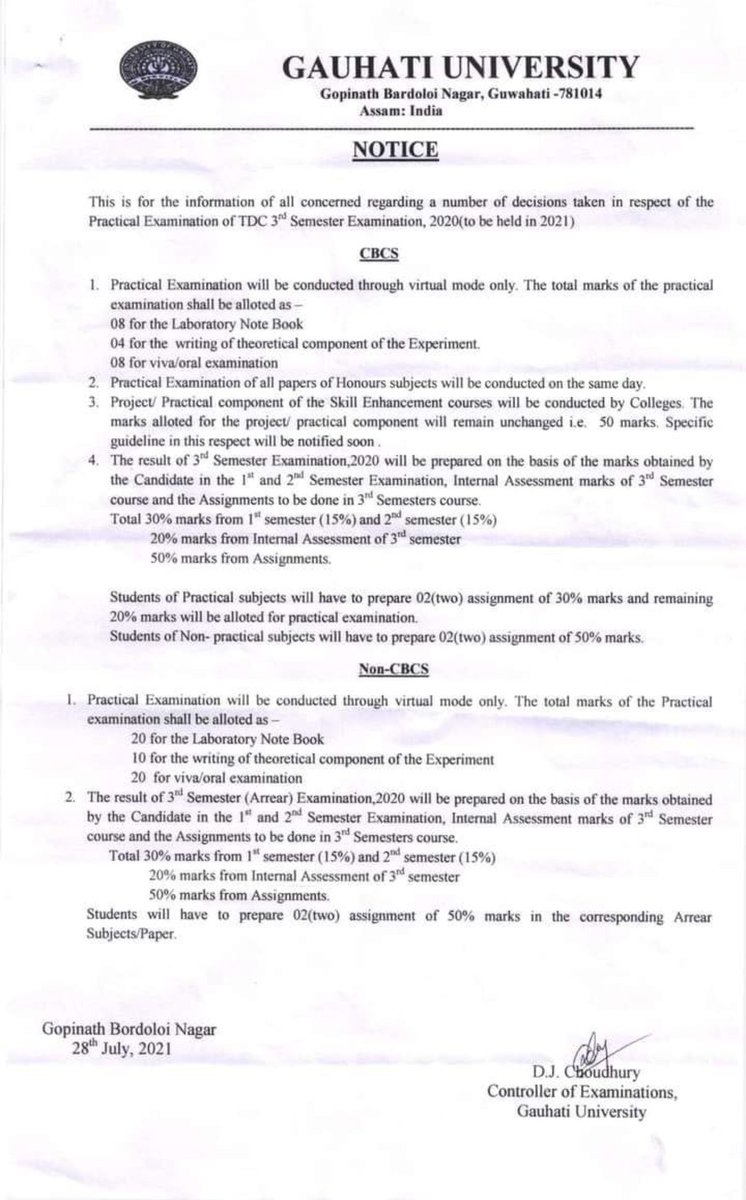 SwarupNandan1's tweet photo. #RevaluateUG3rdSemResults.
Give us marks on the basis of merit not on the basis of lottery Gauhati University kindly revaluted the UG 3rd Semester result.The result which is declared by gauhati university is not acceptable
@jagdishmukhi
@GauhatiUni 
@pjhandique1 
@ranojpeguassam https://t.co/BPBrpRMe56