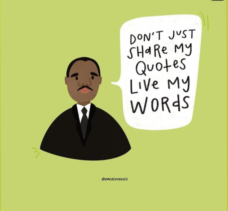 eventsgeek's tweet photo. We cannot let #mlkday be a holiday to share memes of MLK quotes + then not live by his words. We have so much work still to do! 💚 Let’s embrace the words of MLK + practice every day to live a life free of prejudice + full of love. #mlkdayeveryday https://t.co/k6aueOUhxx