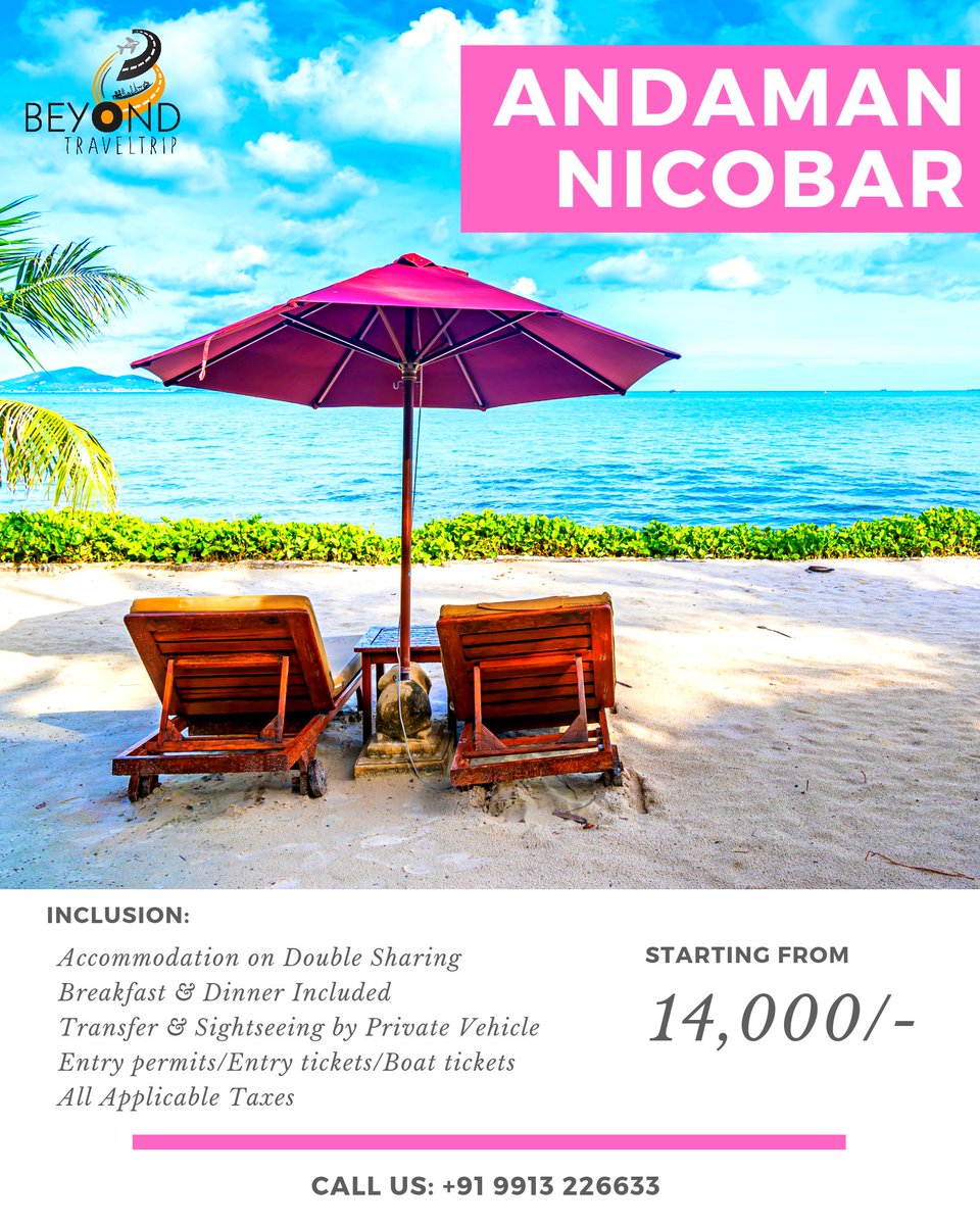 BTraveltrip's tweet photo. Why book Andaman with Beyond Traveltrip?
- Comfortable &amp; sanitized vehicles for sightseeing
- 3 star Comfortable, scenic, sanitized &amp;  accommodations
- Inner line permits
- Driver expenses/ tolls/ fuel/ parking charges included
- Highly experienced drivers cum guides &amp; best price https://t.co/NizgcUi0Aa