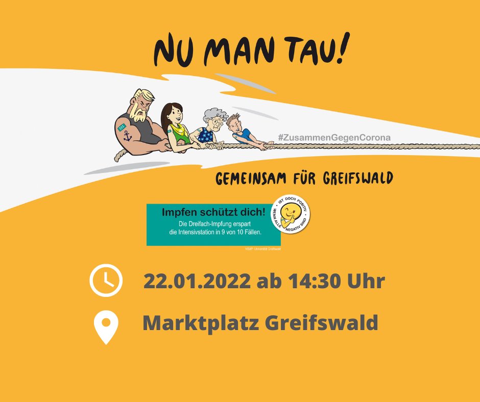 #unigreifswald und Partner laden am 22.1. zur Informationsversammlung über #COVID-19 ein.
t1p.de/zw7u 
#GemeinsamFürGreifswald #ZusammenGegenCorona 
<a href="/Loeffler_News/">Friedrich-Loeffler-Institut</a> <a href="/PlasmaphysikIPP/">MPI für Plasmaphysik (IPP)</a>