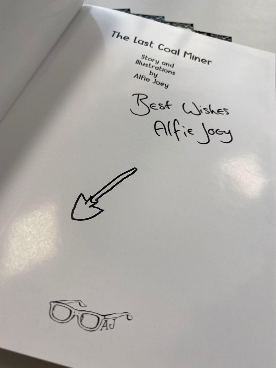 Thanks to @TheBeakSquawks for his generous donation of signed <a href="/alfiejoey/">alfie joey</a> #AlfArt book for children 'The Last Coal Miner'. Our English team are plotting a competition for pupils to win one of these fabulous, picture story books.