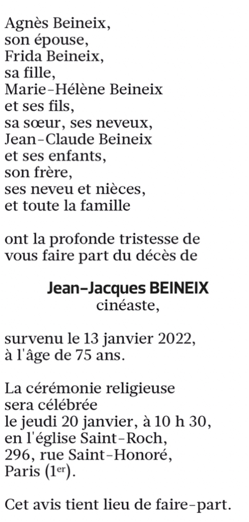 JFGuyot's tweet photo. #Cinéma
#Obsèques du cinéaste Jean-Jacques #BEINEIX jeudi à 10H30 en l’église #SaintRoch, la paroisse parisienne des artistes, siège de l’Aumônerie des #artistes du #spectacle https://t.co/swhvlCcbE1