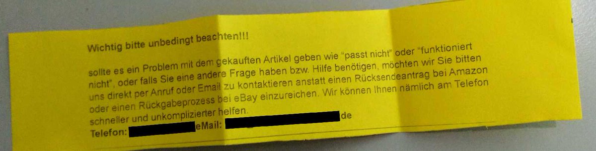mBCampX's tweet image. Internetkauf - alles TOP👍🏻

Der beiliegende Zettel 📜 stimmt allerdings nachdenklich 🤔
Sind #Kunden wirklich so, daß sie lieber eine #Rücksendung veranlassen, als sich mit dem deutschen #Händler in Verbindung zu setzten?
 
So geht Service 😃 auch Online!
#ServiceQualität