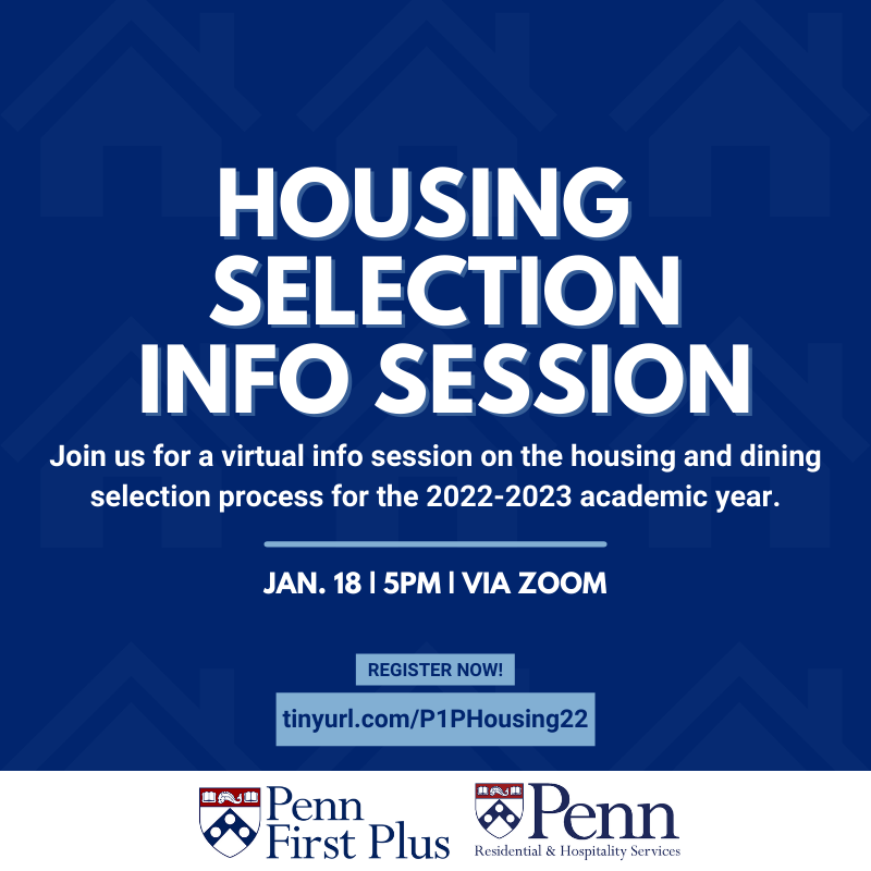 PennFirstPlus's tweet photo. TONIGHT! Join us for our Housing Selection Info Session at 5pm. Register here for the event: https://t.co/yrjT0kfC09 https://t.co/EOXjrDdZLy