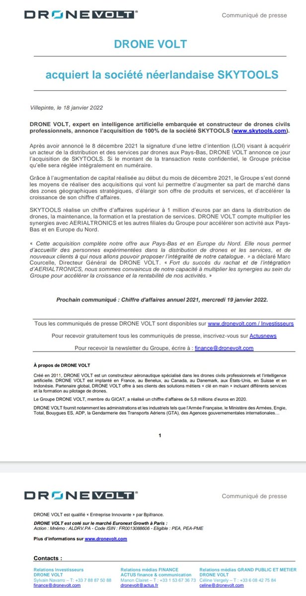 mickael14000's tweet image. &quot; @drone_volt acquiert la société néerlandaise #SKYTOOLS &quot; 
#aldrv #dronevolt #drones #drone #uav